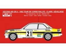 Decal – Opel Ascona 400 - 1982 Tour de Corse - Clarr / Sévelinge 1/24